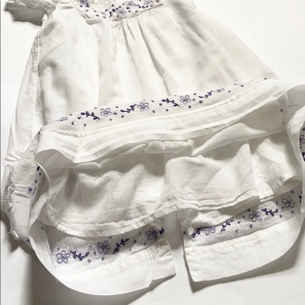 Minimimo White Ruffle Embroidered Cotton Summer Toddler Dress